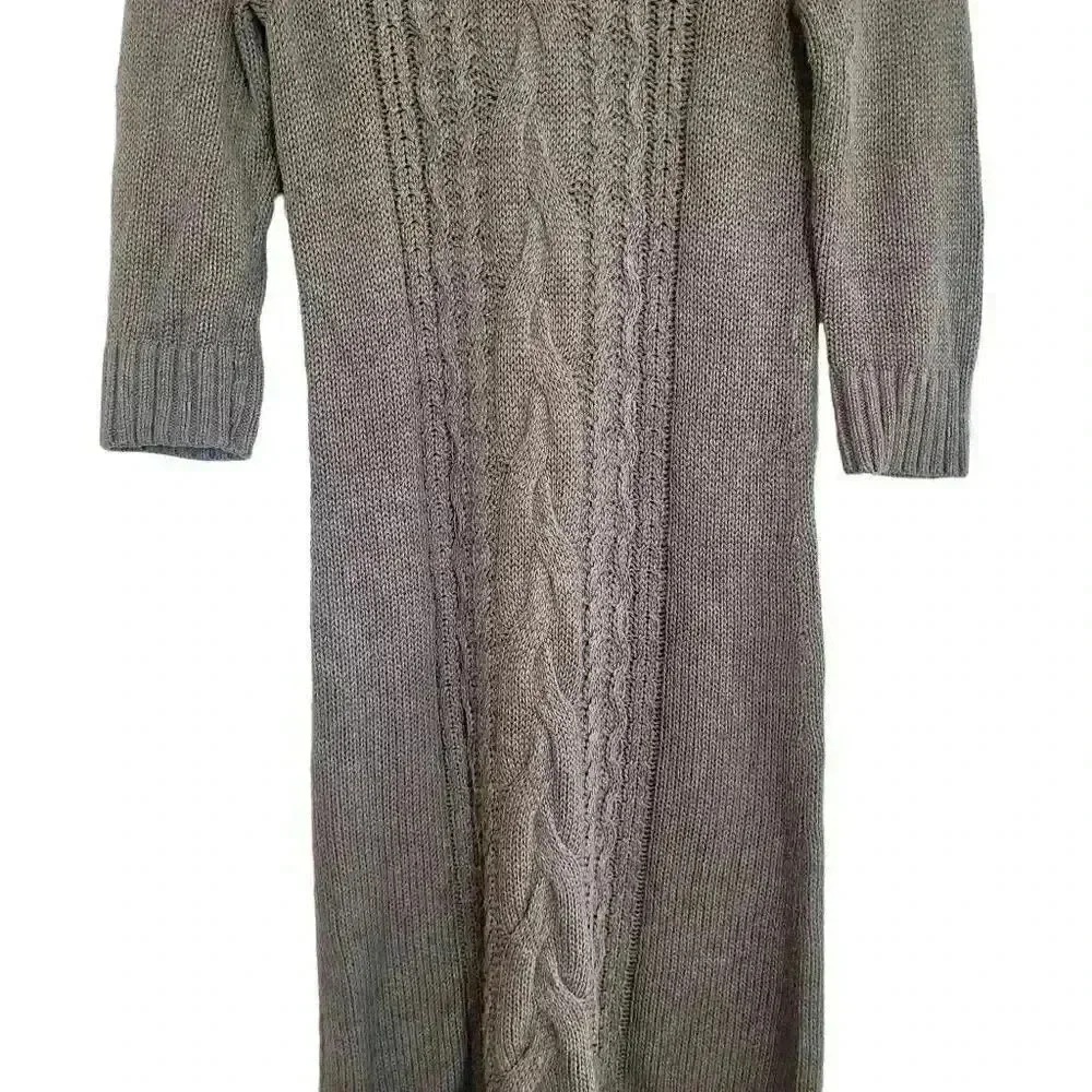 Banana Republic Women's Gray Cotton/Rayon/Nylon Cable Knit Scoop Neck 3/4 Sleeve - Picture 9 of 14